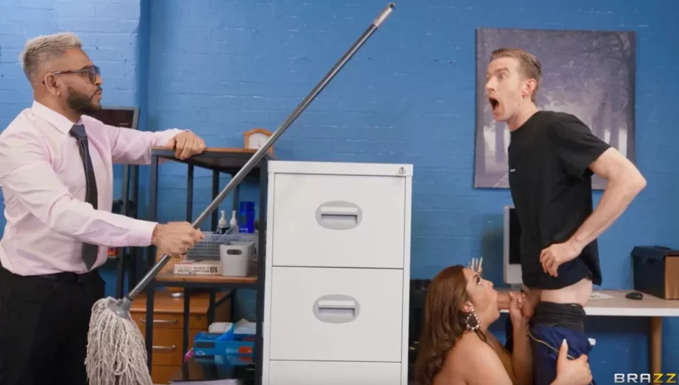 BrazzersExxtra – Coco Rains Sneaky Footjob For the Voyeur Janitor